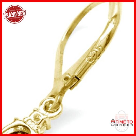 Sterling Silver Leverback Dangle Earrings with Gemstones - Picture 7 of 8